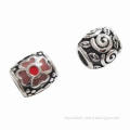 Red Enamel/Antique Silver/Zinc Alloy Beads for Jewelry Making, Fashionable Accessories